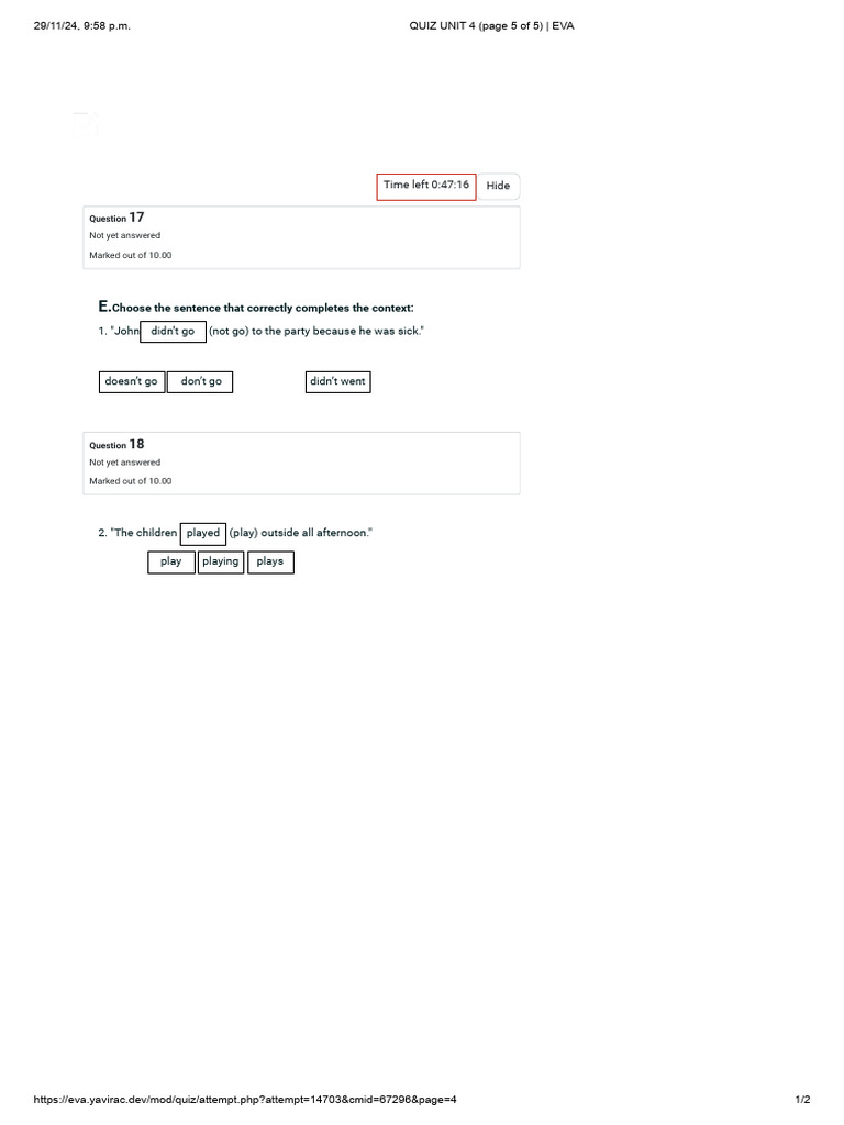 Quiz Unit 4 | PDF