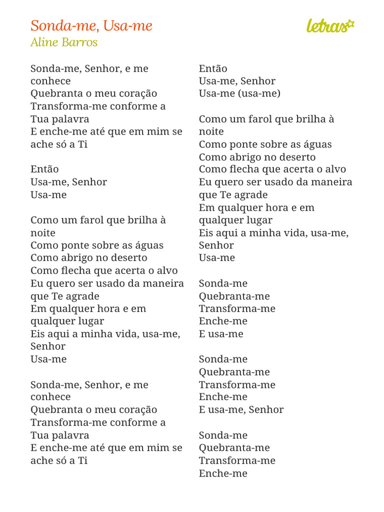 Sonda-me e Usa-me, Senhor | PDF