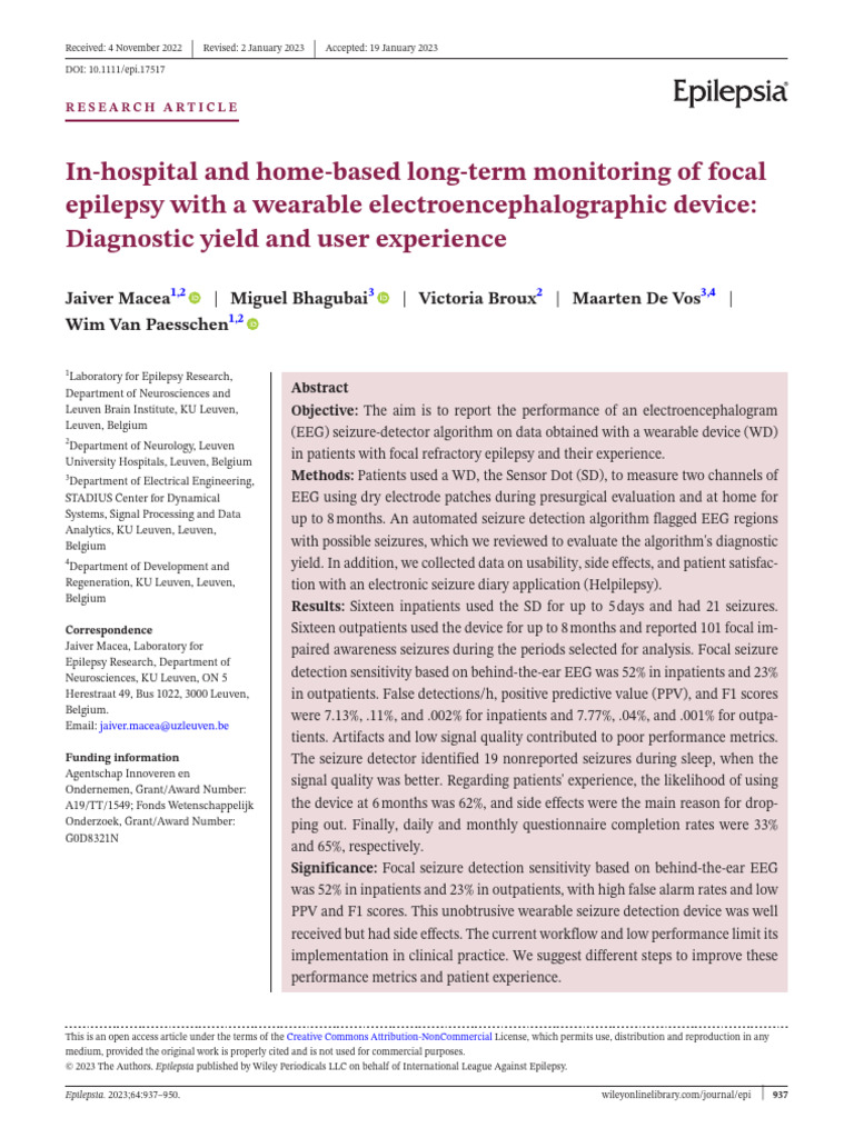 In-Hospital and Home-Based Long-Term Monitoring of | PDF ...