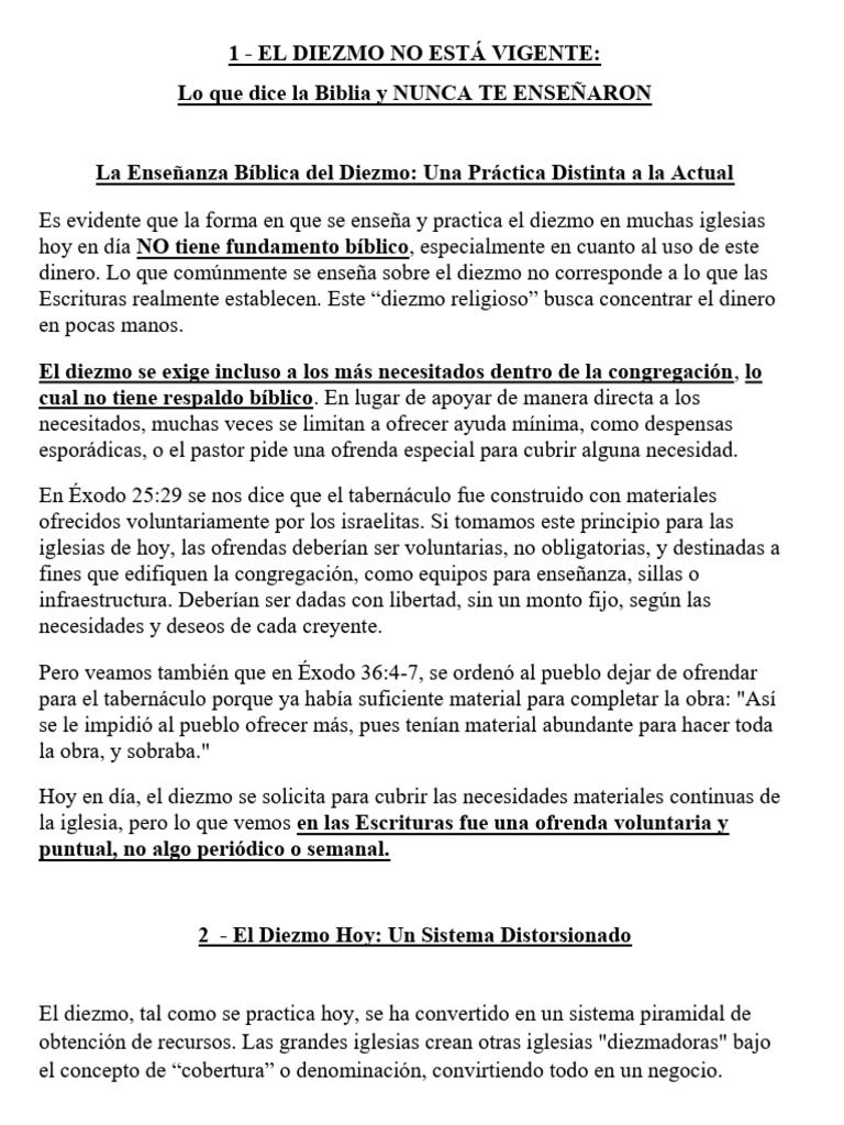 El Diezmo No Esta Vigente - Lo Que Dice La Biblia y Nunca Te Enseñaron ...