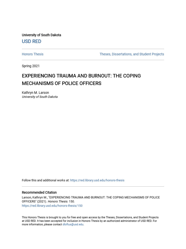 Coping Mechanisms for Police Trauma and Burnout | PDF | Stress (Biology ...