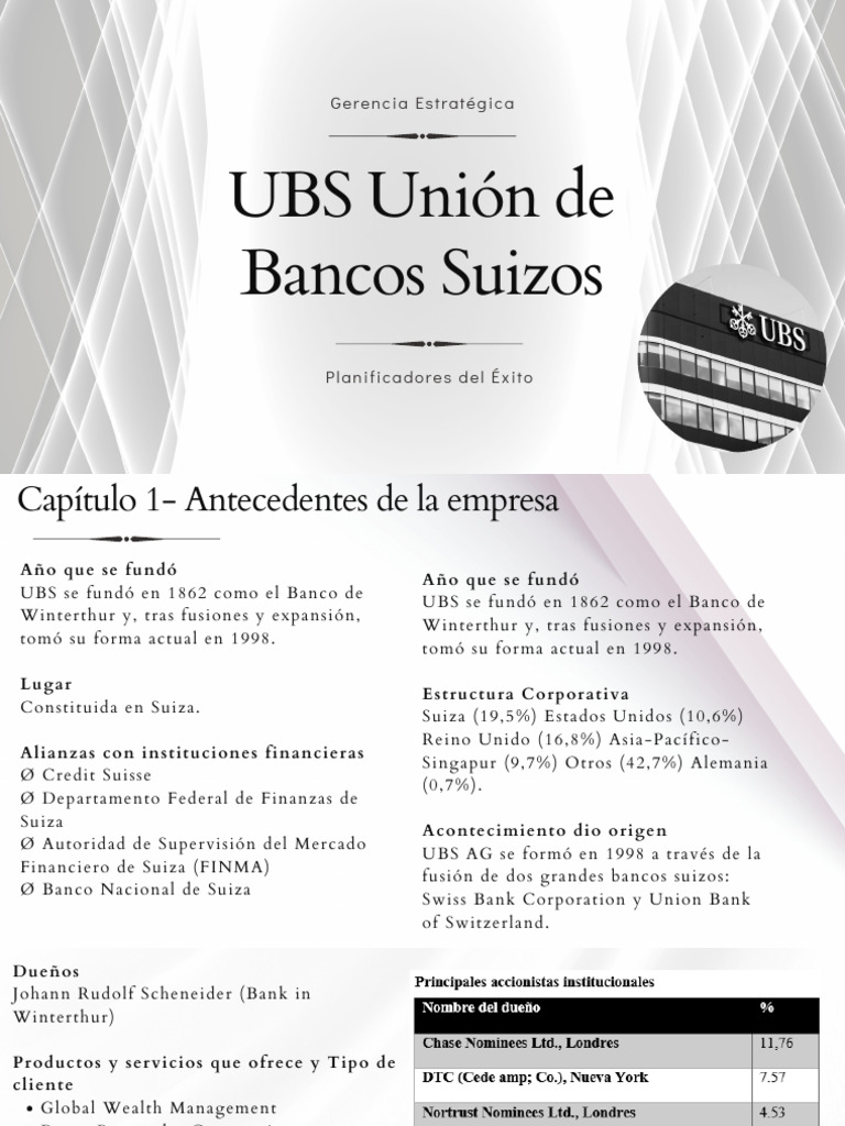 UBS Unión de Bancos Suizos Presentación PDF Ubs Sustentabilidad