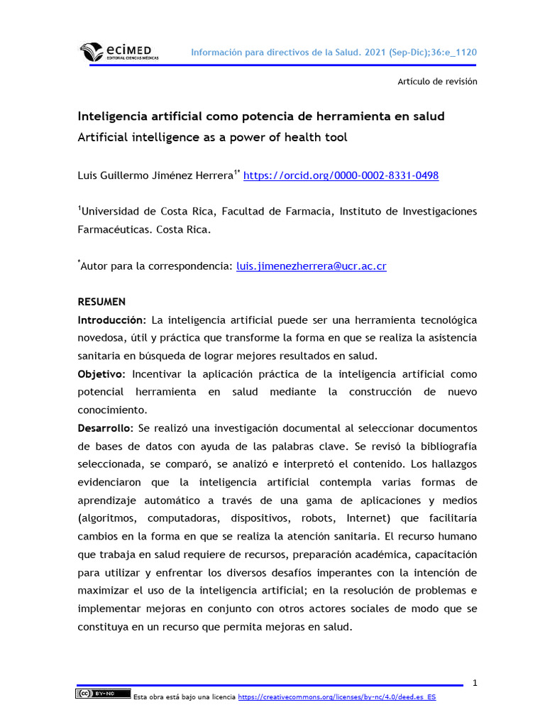 Inteligencia Artificial en Salud: Innovación y Retos | PDF ...