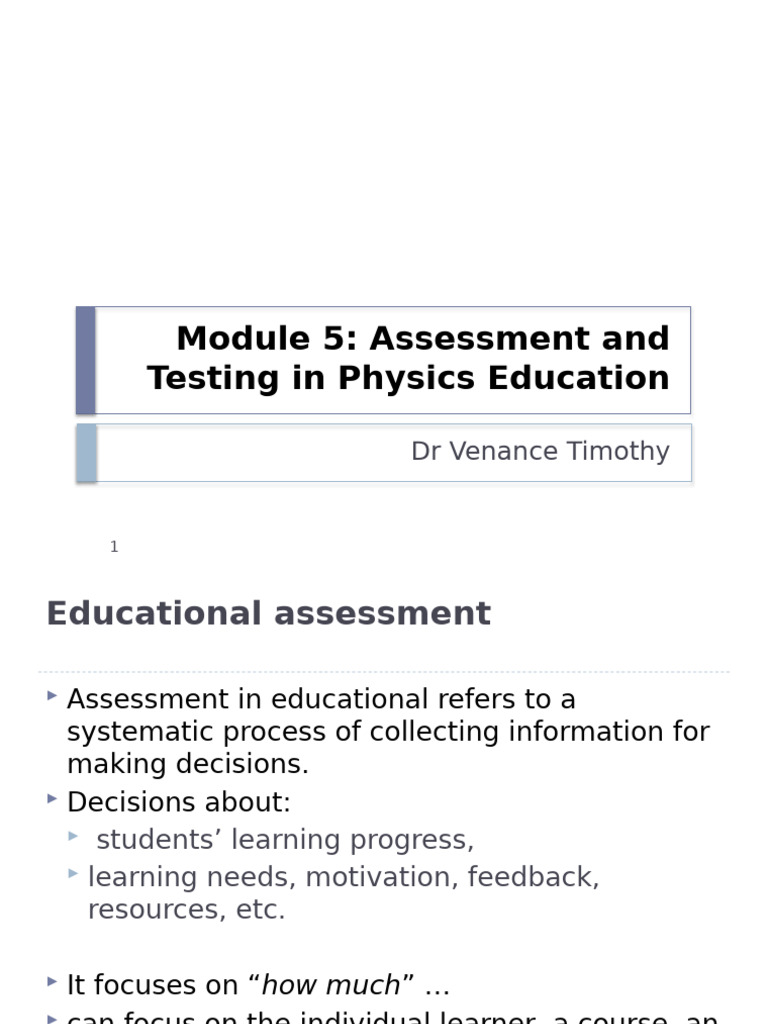 Module 5 - Assessment and Testing-1 | PDF | Educational Assessment ...
