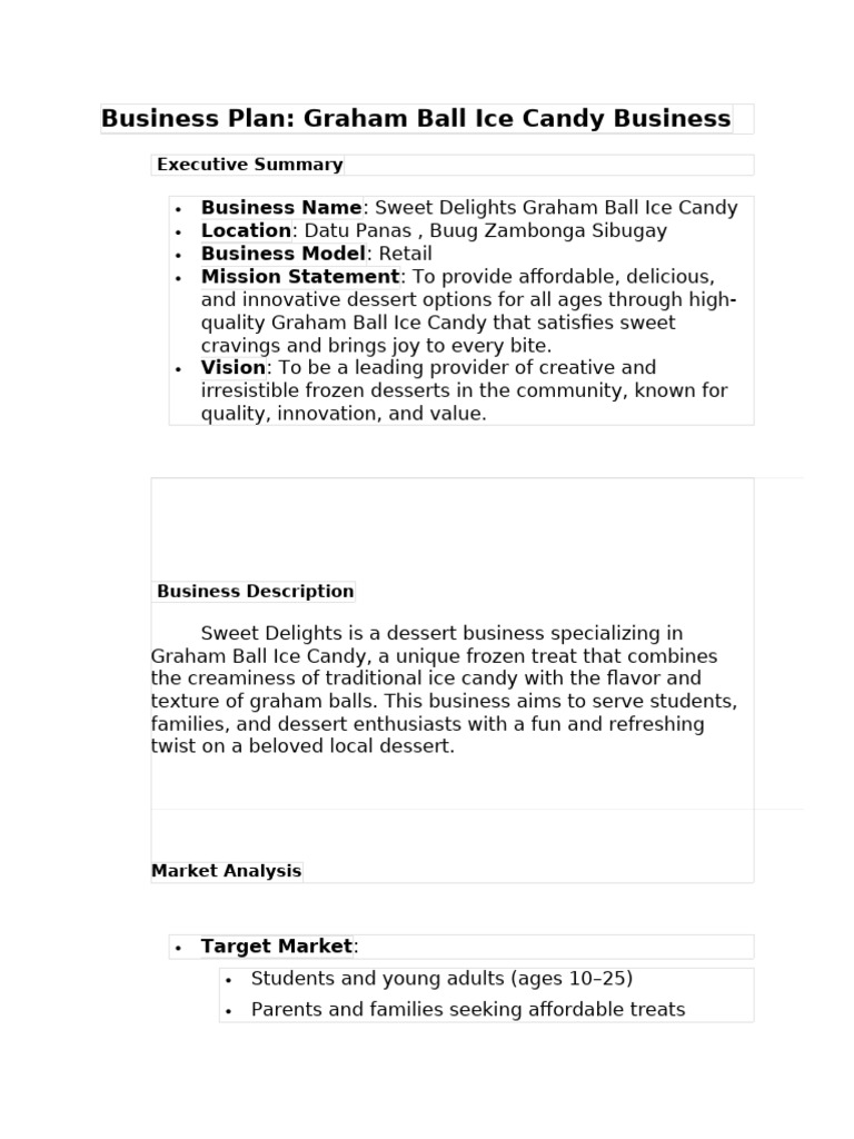 Business Plan Pdf Desserts Candy
