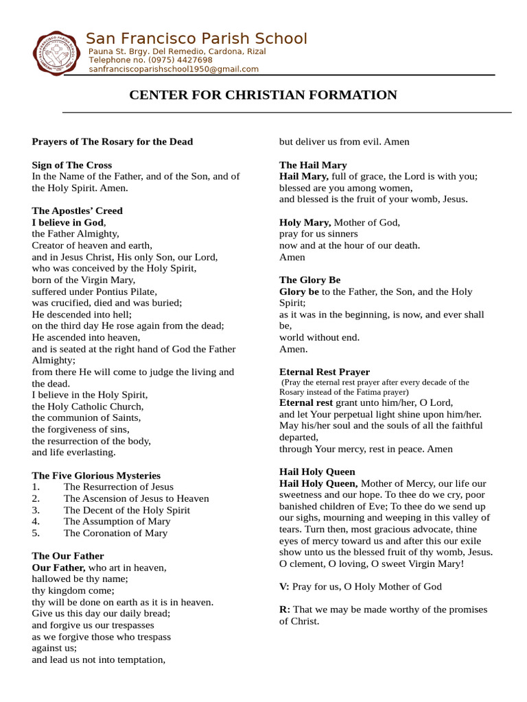 Rosary Prayers for the Departed Souls | PDF | God The Father | Lord's ...