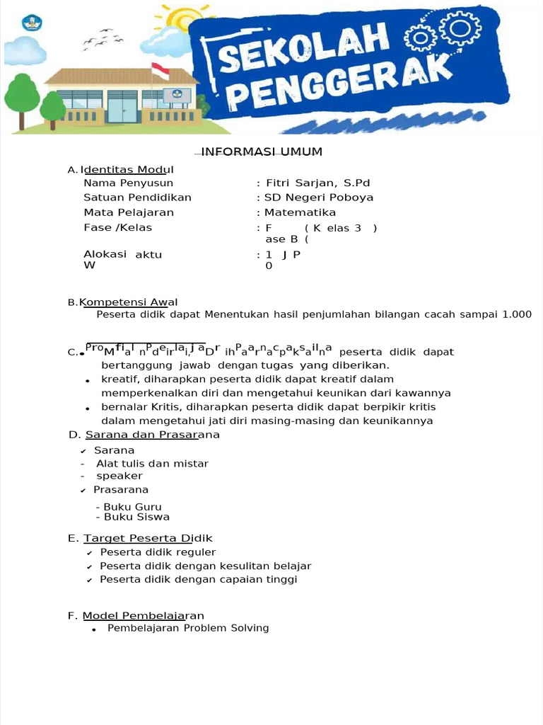 PDF Modul Ajar Matematika Kelas 3 Compress | PDF
