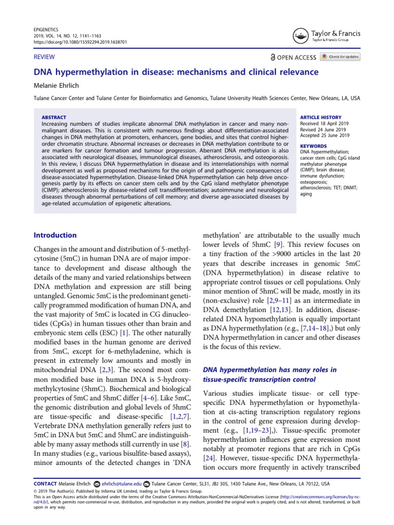 Dna Hypermethylation | PDF | Dna Methylation | Promoter (Genetics)