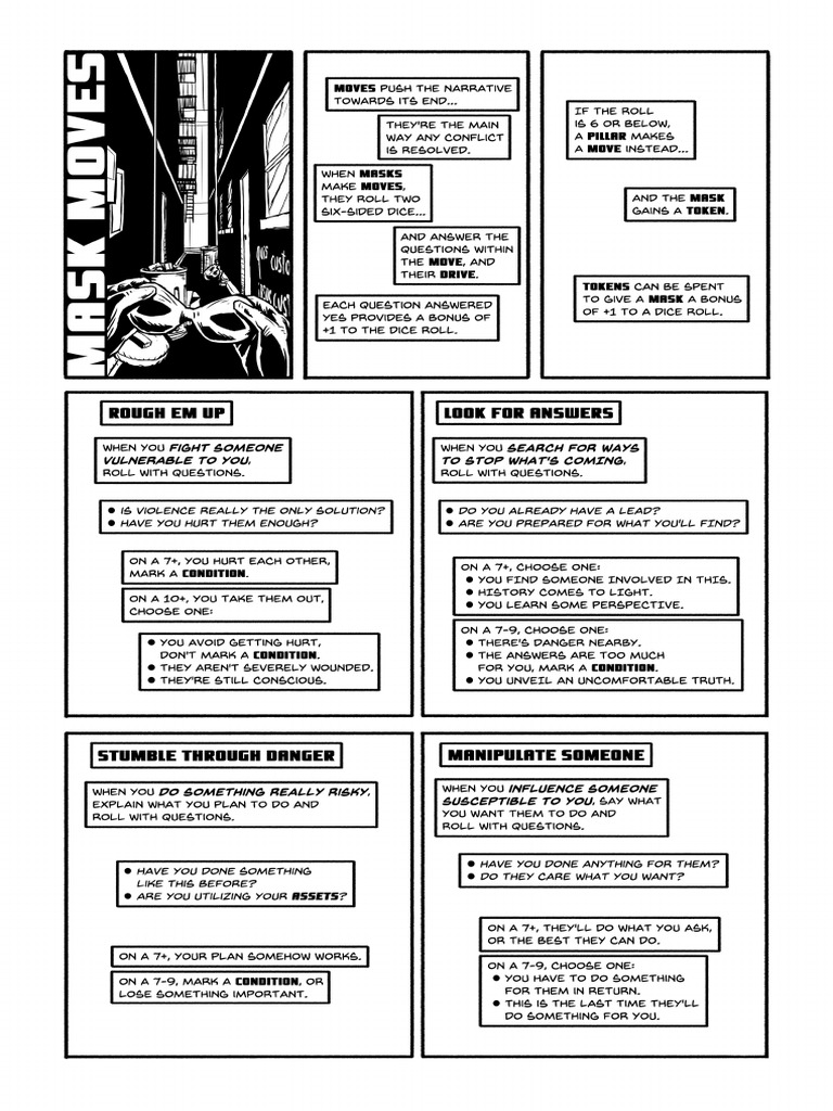 Masks of The Masks Sheets - Printer Friendly | PDF