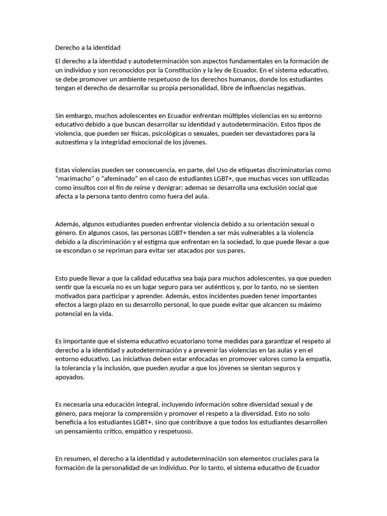 Violencia y Derecho a la Identidad en Ecuador | PDF | Violencia ...