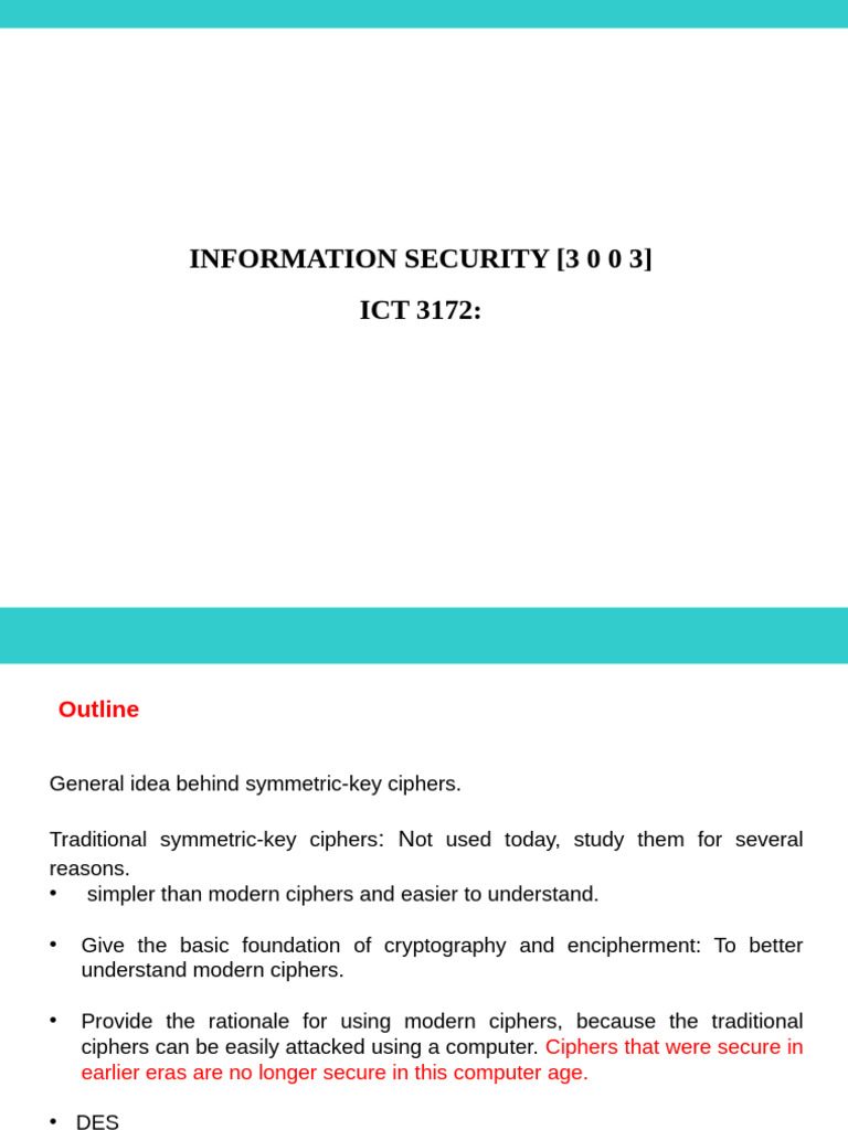 2 - Module 2 - Symmetric-Key Ciphers 2023-Part 1 | PDF | Cipher ...