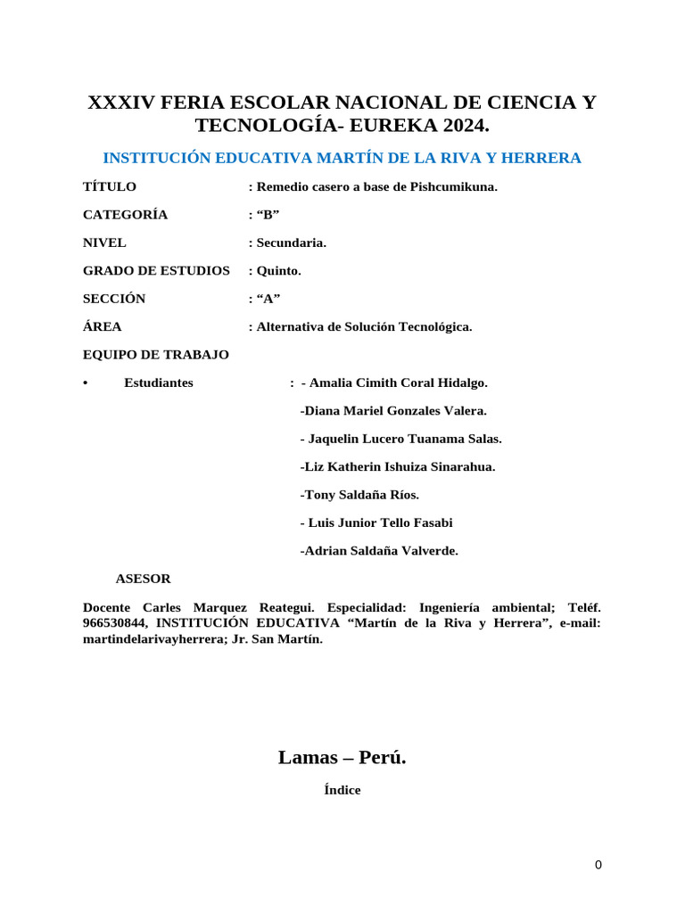 Xxxiv Feria Escolar Nacional de Ciencia y Tecnología - Eureka 2024 ...