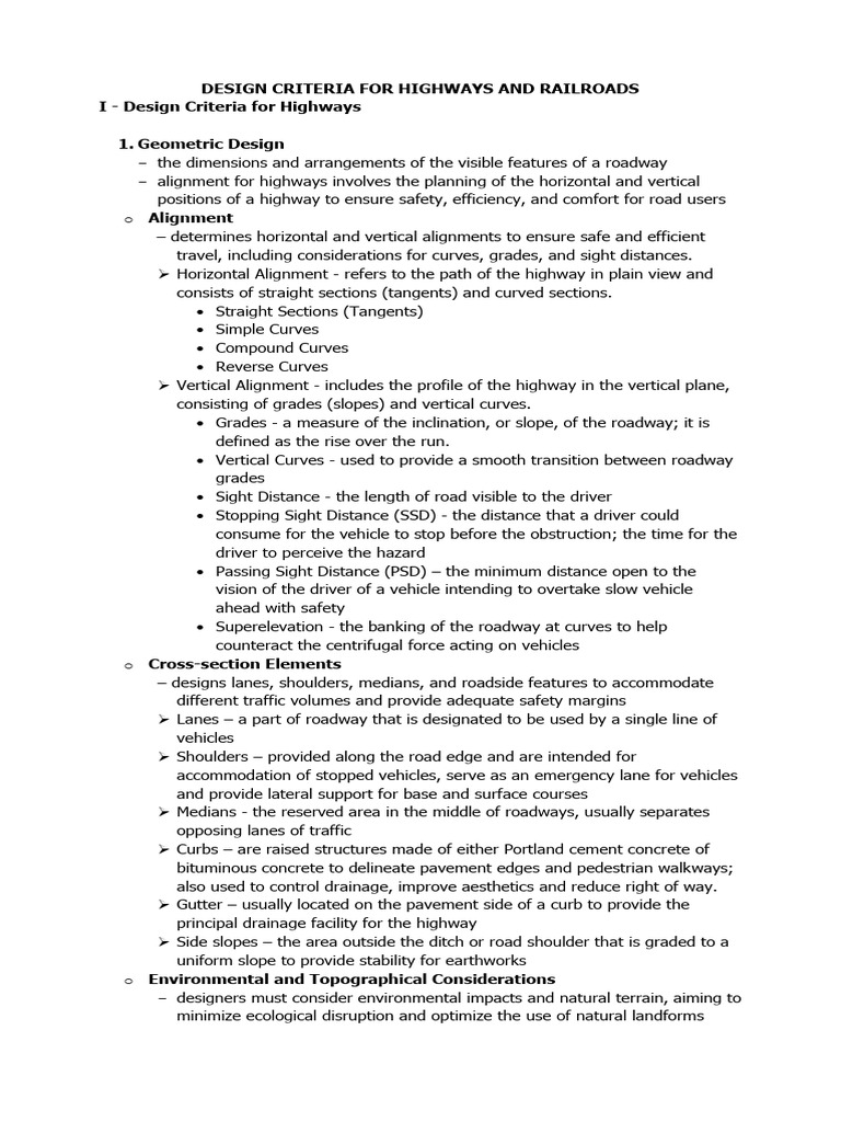 Highway and Railroad Design Criteria | PDF | Traffic | Road Surface