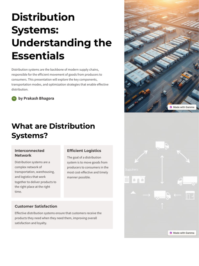 Essentials of Distribution Systems | PDF | Warehouse | Transport