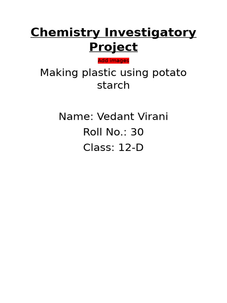 Potato Starch Plastic Project | PDF | Polymers | Chemical Substances