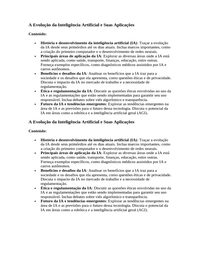 Evolução e Aplicações da Inteligência Artificial | PDF | Inteligência ...