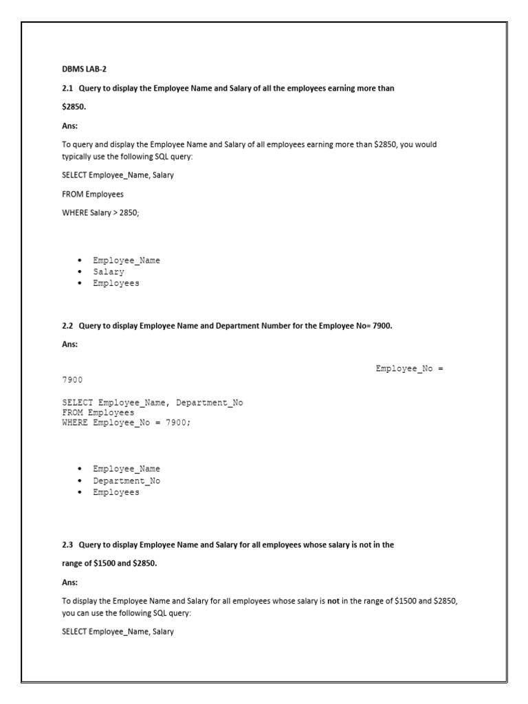 DBMS 2 | PDF | Sql | Databases