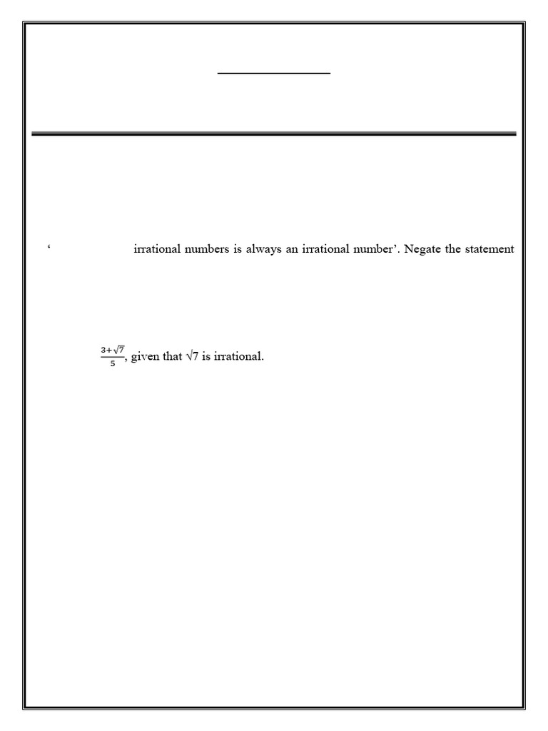Real Numbers - Worksheet 1 (2024-25) | PDF