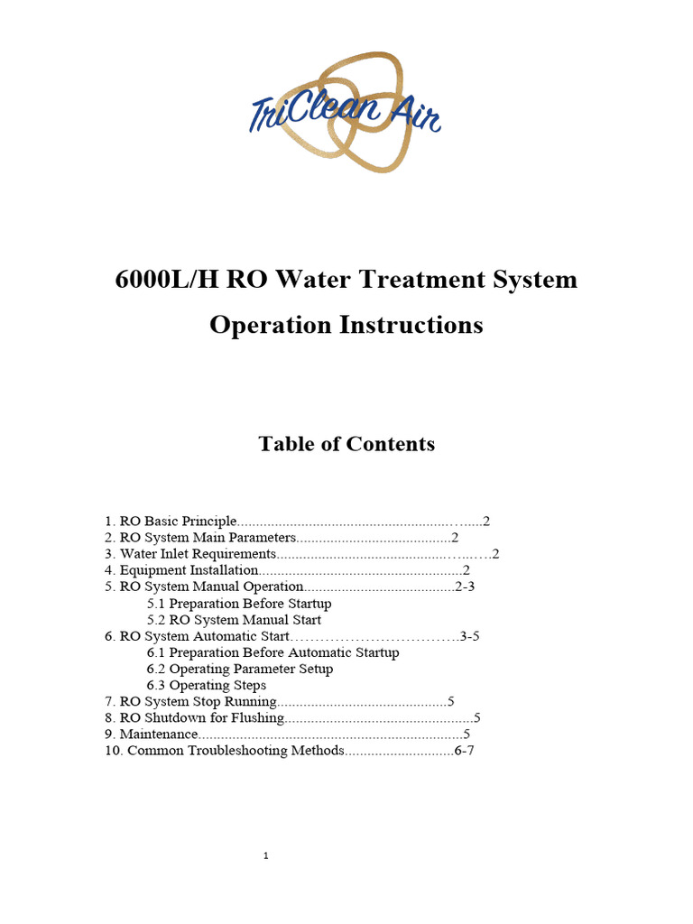 35000gpd RO Manual | PDF | Membrane | Applied And Interdisciplinary Physics