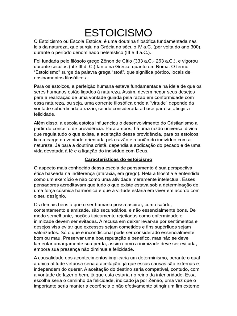Estoicismo: Filosofia da Virtude e Razão | PDF | Estoicismo | Sêneca