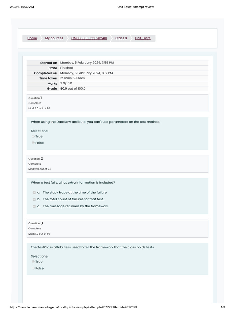 Unit Tests - Attempt Review | PDF | Unit Testing | Software Development