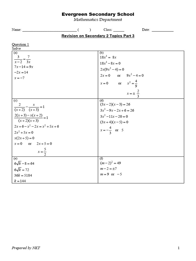 S2 E - NA Topical Revision Part C Ans | PDF | Speed | Mathematics