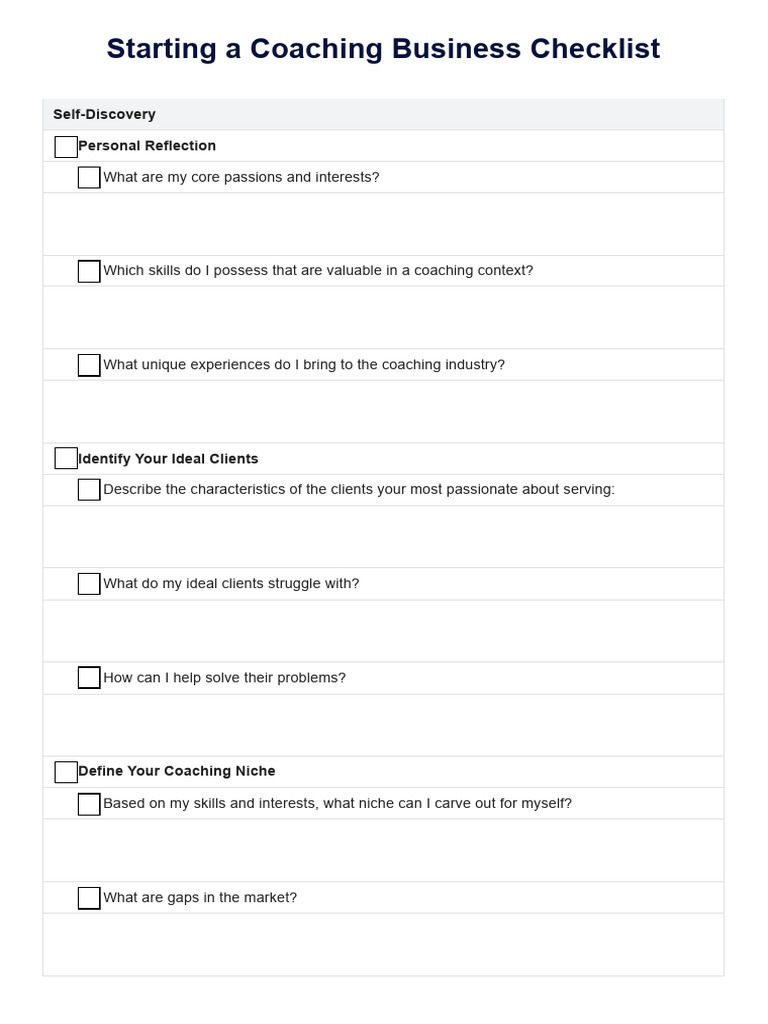 Starting A Coaching Business Checklist Sample | PDF | Leadership ...