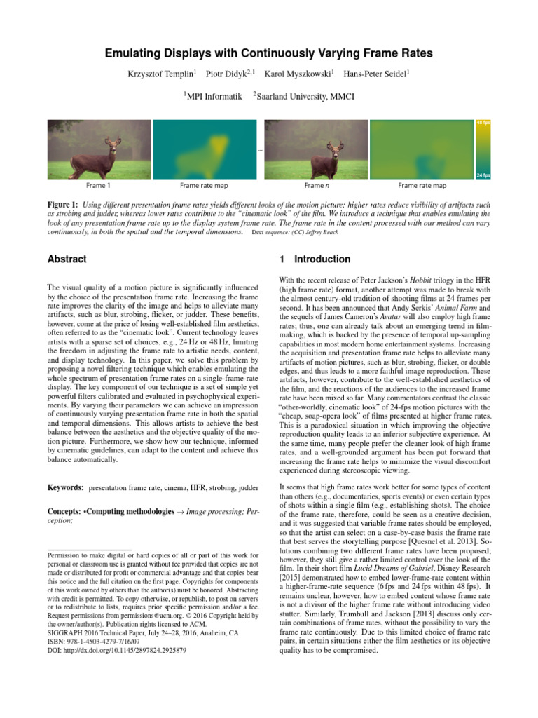 Emulating Displays With Continuously Varying Frame Rates | PDF | Frame ...