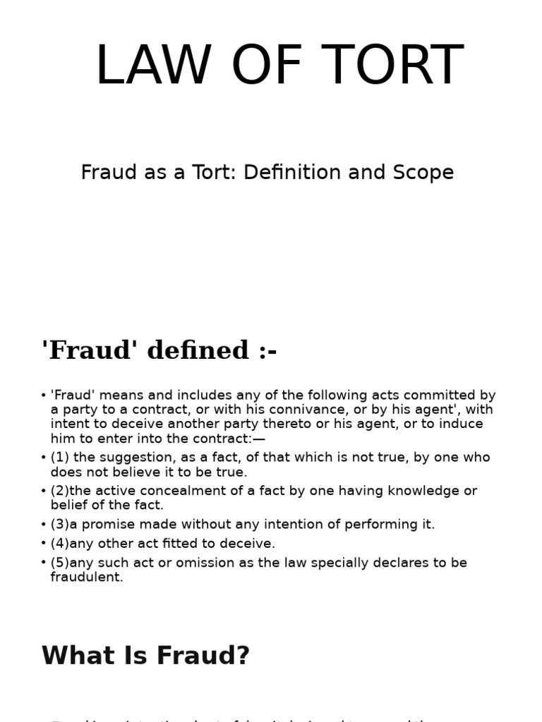 Understanding Fraud in Tort Law | PDF