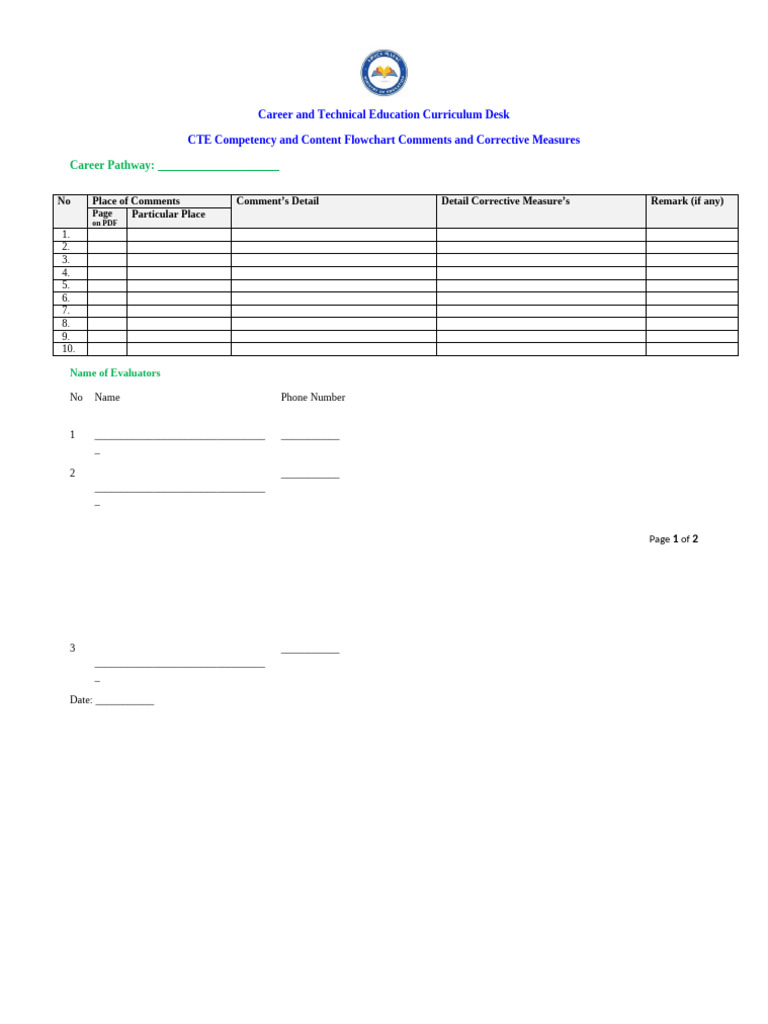 CTE Curriculum Evaluation Checklist | PDF