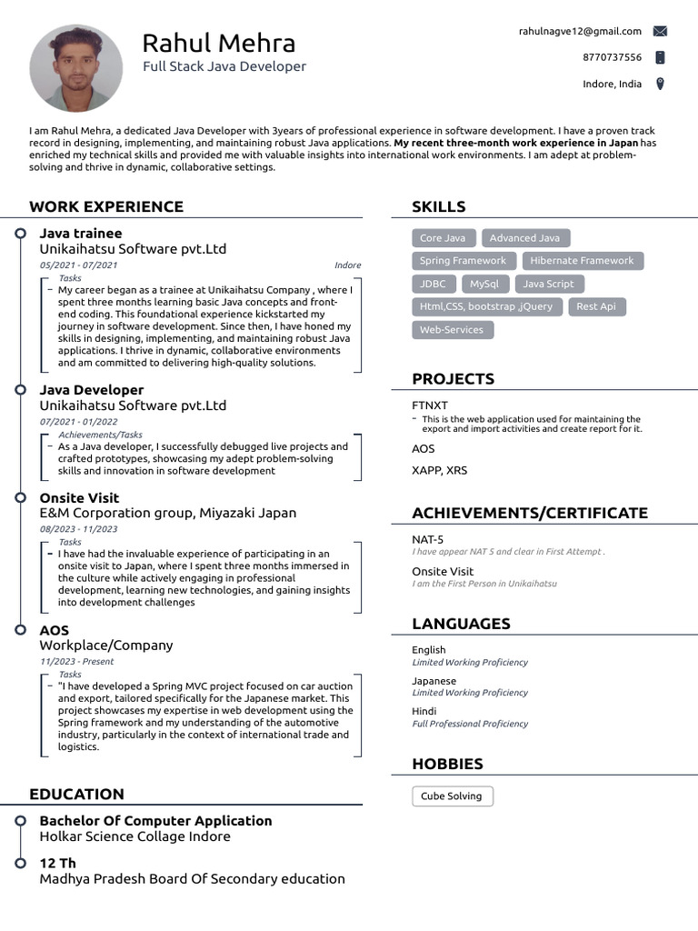 Naukri RAHULNAGVE (0y 0m) | PDF | Java (Programming Language) | Spring ...