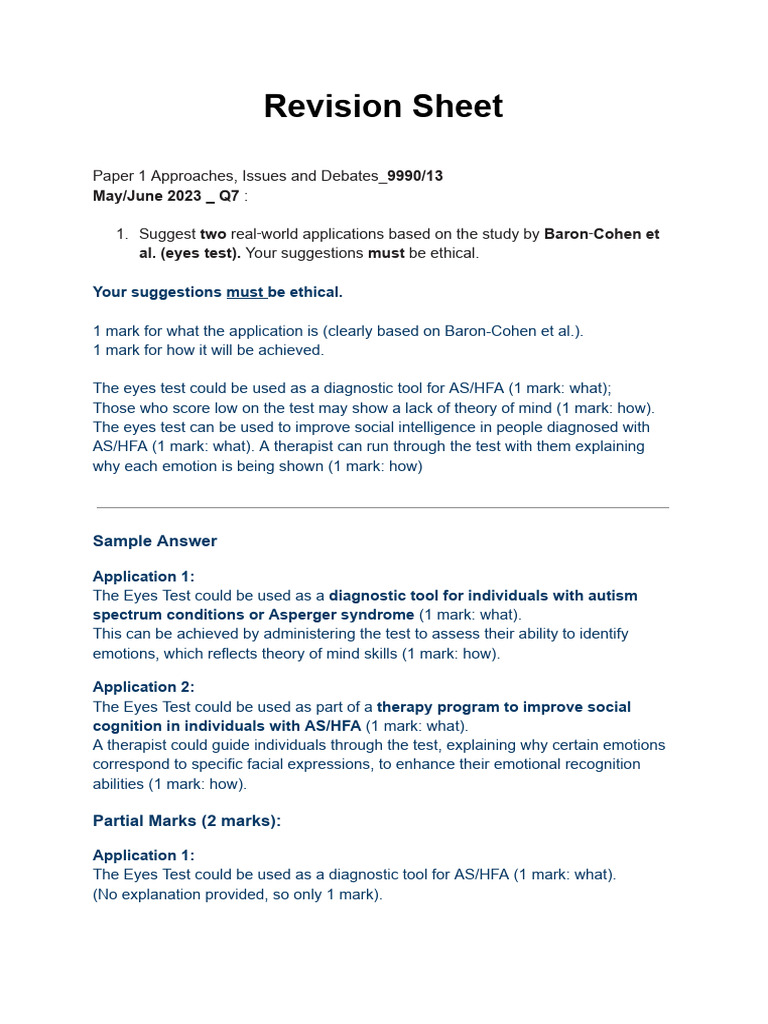 Applications of Baron-Cohen's Eyes Test | PDF | Autism Spectrum ...