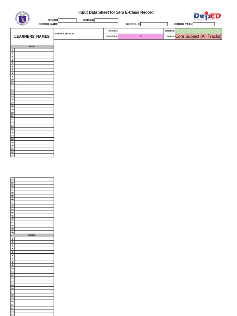Senior High School E-Class Record | PDF