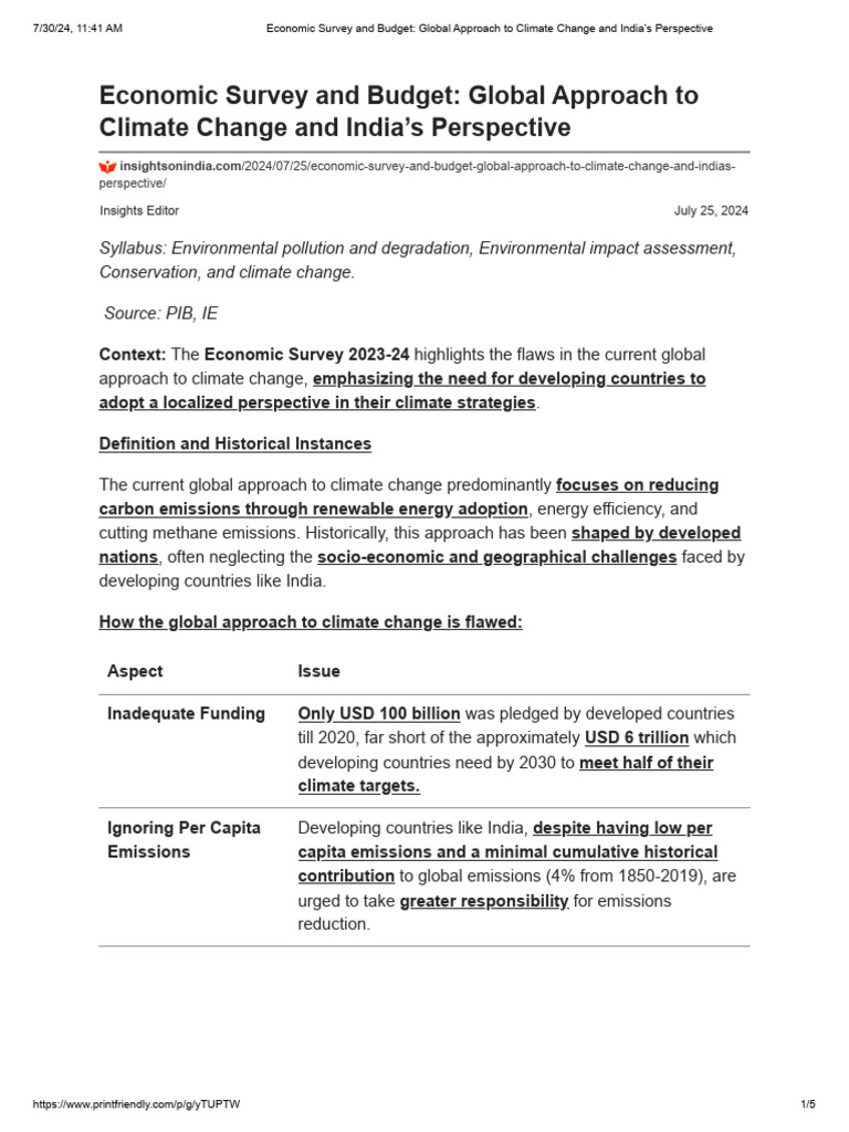 India’s Climate Strategy and Global Challenges | PDF | Climate Change ...