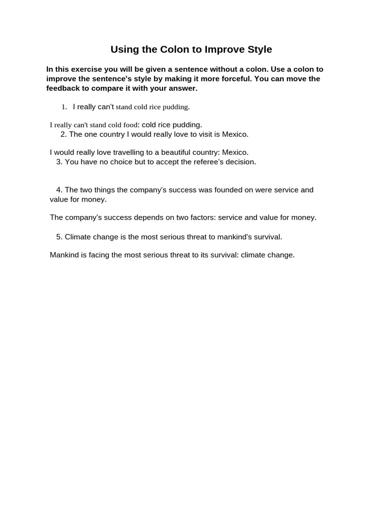 Colon-Using The Colon To Improve Style | PDF