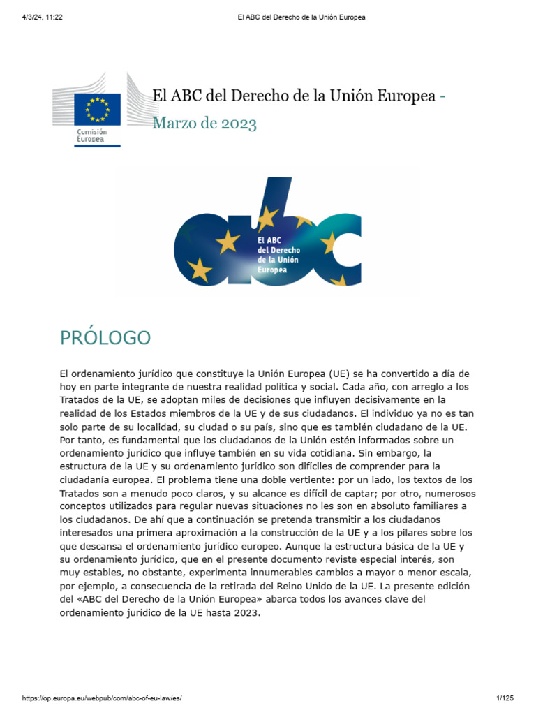 El ABC Del Derecho de La Unión Europea | PDF | Comunidad Económica ...