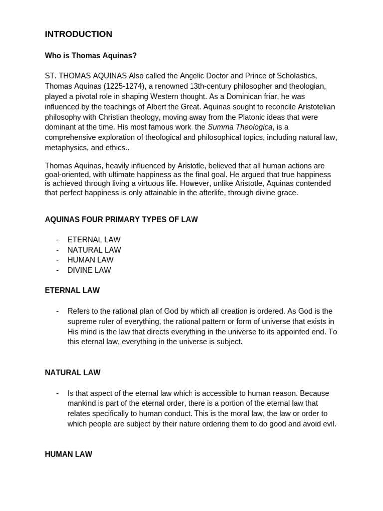Aquinas and Natural Law | PDF | Thomas Aquinas | Natural Law