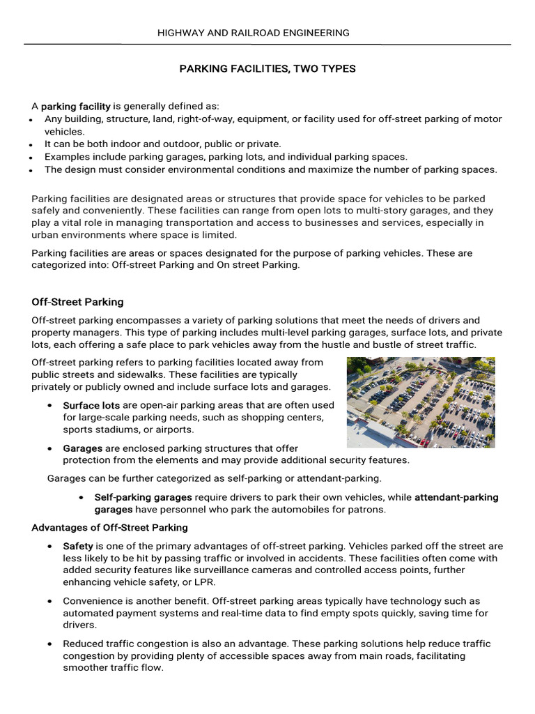 Parking Facilities Pdf Parking Transport