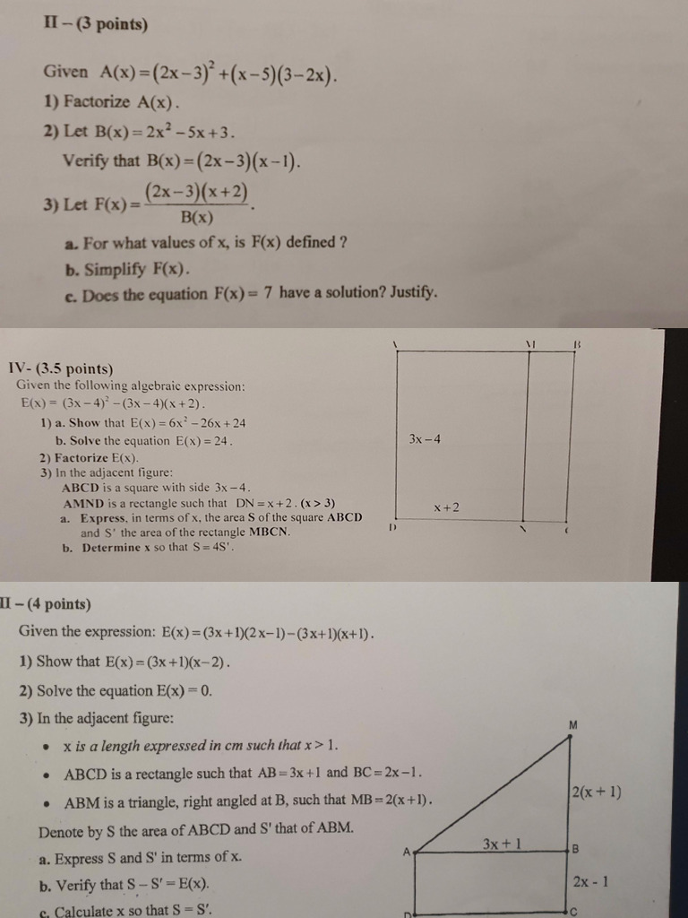 Polynomials - Areas - Grade 9 | PDF