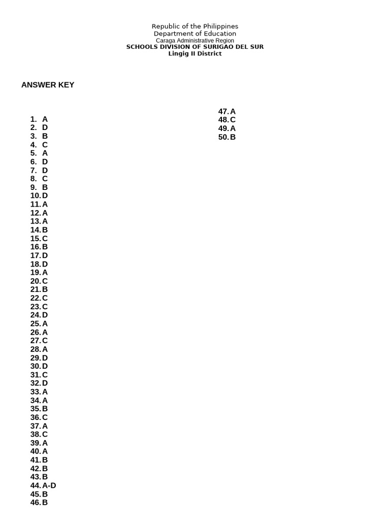 Grade 9 Filipino Answer Key Pdf