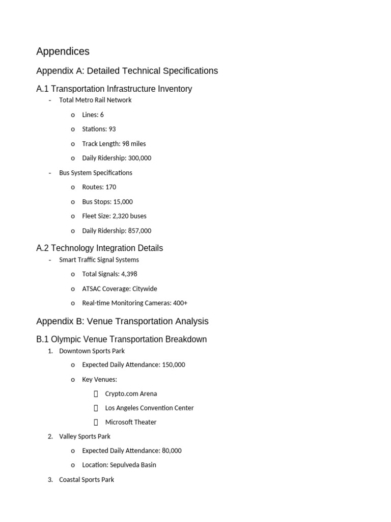 Olympic Transportation Appendices | PDF | Public Transport | Transport