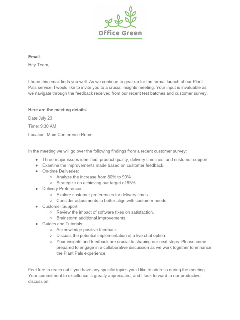 Plant Pals Meeting - Email | PDF