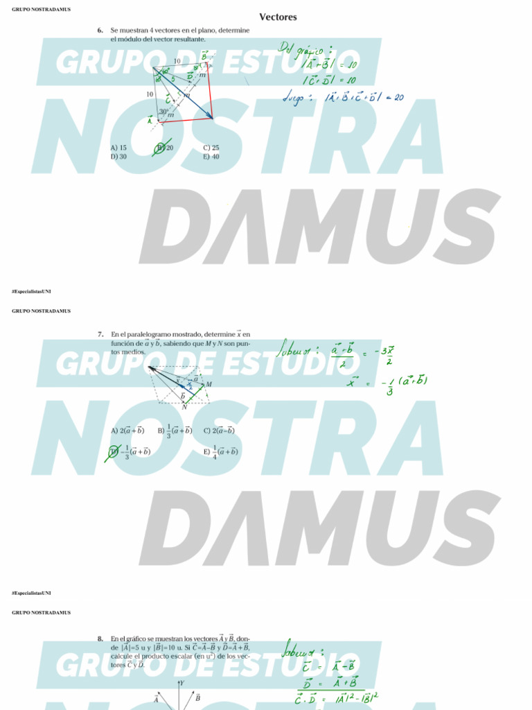 Mod 2025 1 Vectores Cinematica I Soluciones V PDF