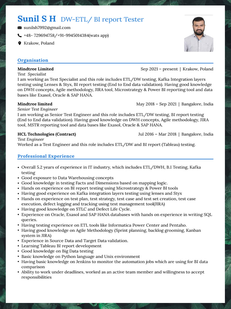 BI & ETL Testing Expert Profile | PDF | Databases | Data Warehouse
