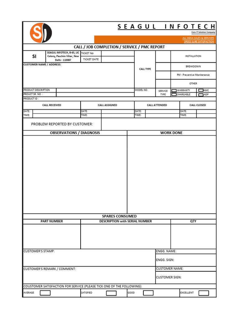 Seagul Engineer Call Report | PDF | Marketing | Business Process
