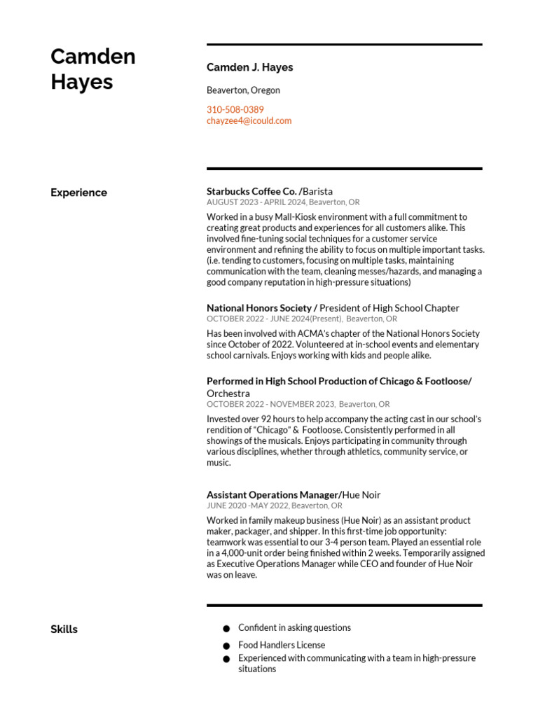 Resume - Camden J Hayes | PDF