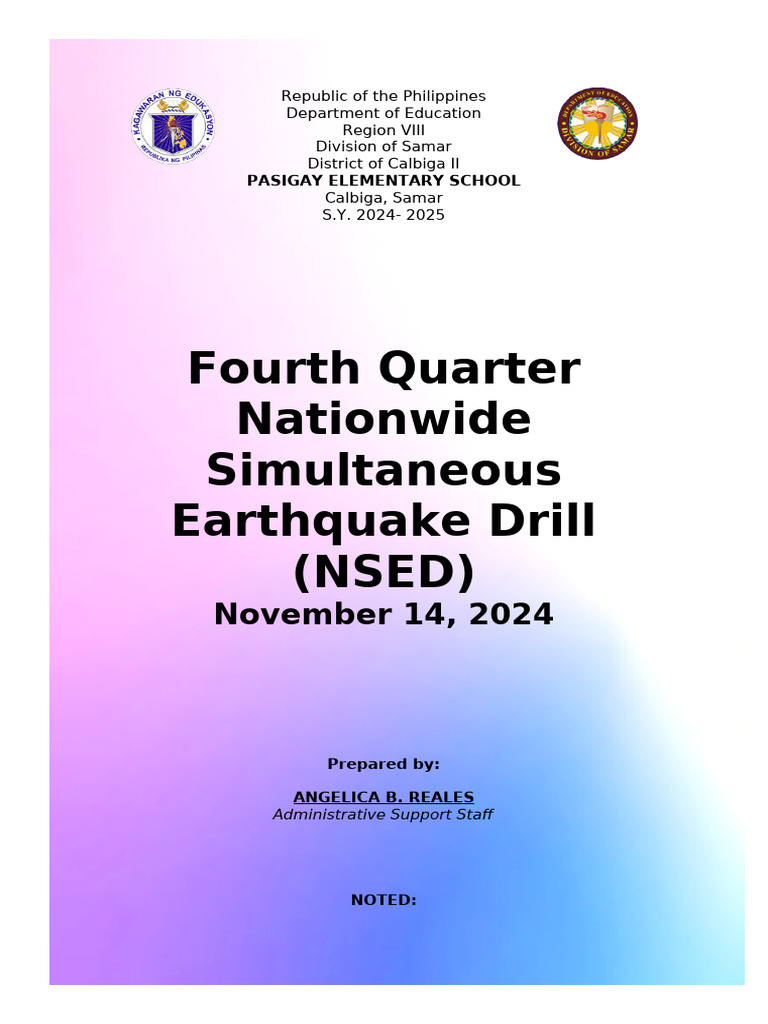 Nsed - Nov. 2024 Pasigay Es | PDF | Emergency Management