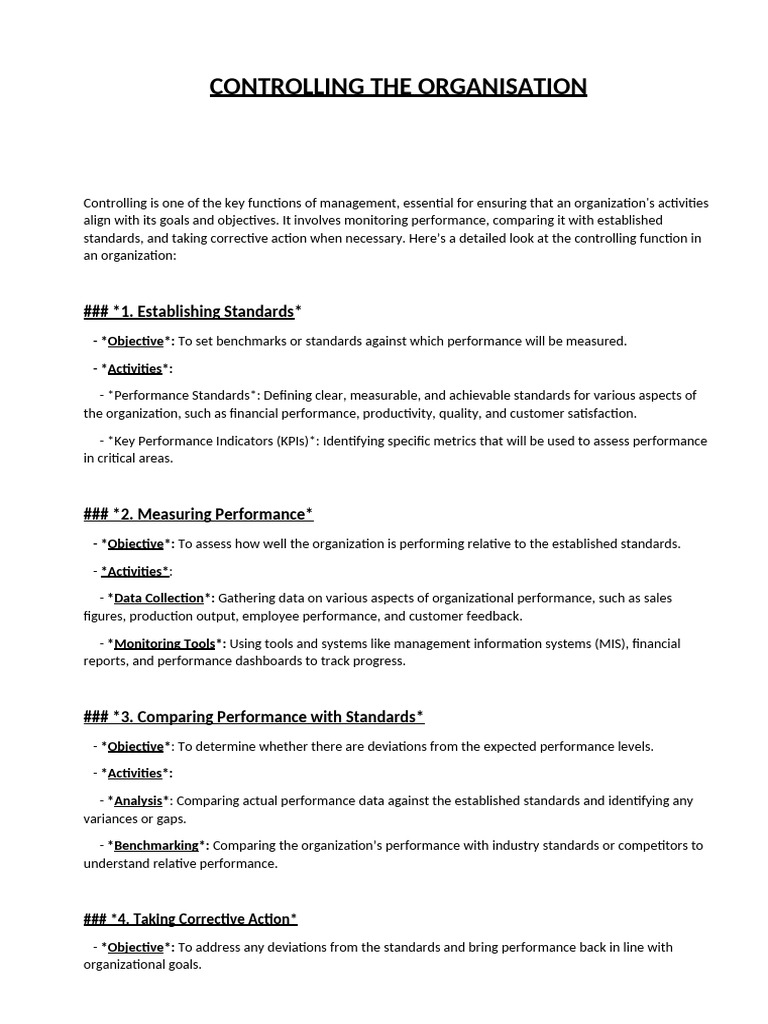 Effective Organizational Control Strategies | PDF | Goal | Performance ...