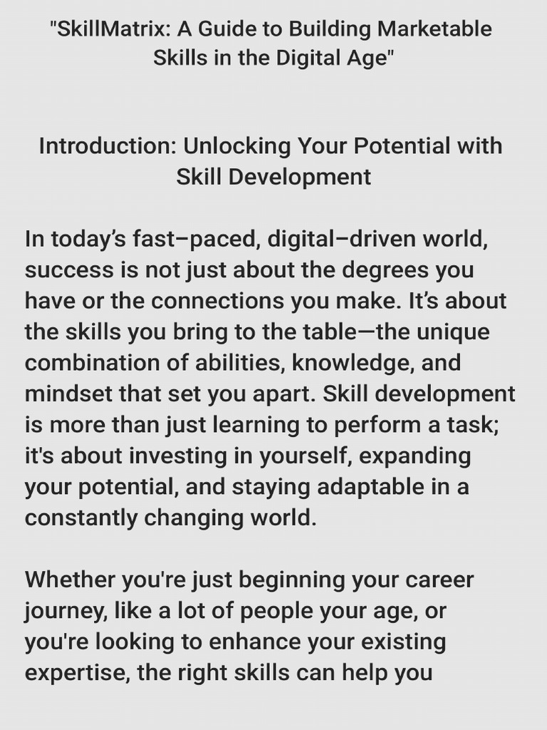 SkillMatrix A Guide To Building Marketable Skill - PDF | PDF