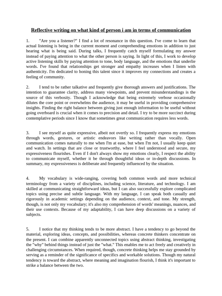 Reflective Communication Style Analysis | PDF | Thought | Communication